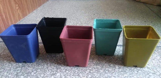 12 Colorful Plastic Pots  4x4 Inch | Decorative Mini Pots for Plants