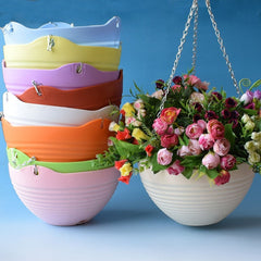 3 Pots with Chain | Hanging Planters for Balcony & Indoor Plants